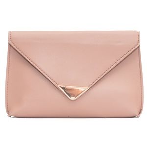 Pink Clutch with gold triangle accent